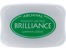 Tsukineko Almohadilla de tinta BRILLIANCE vert brillant effet nacaré 95x65mm