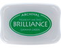 Tsukineko Almohadilla de tinta BRILLIANCE vert brillant effet nacaré 95x65mm
