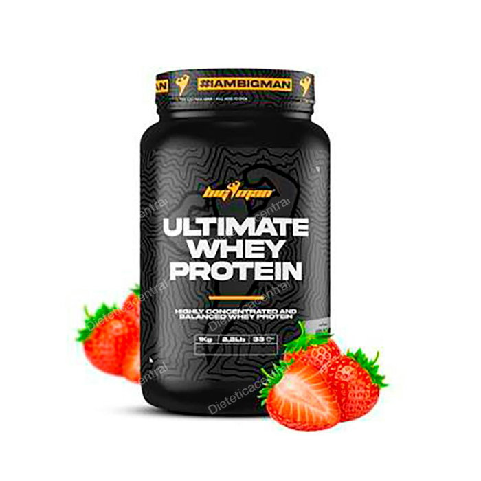 BIGMAN Ultimate Whey 1 Kg - Protéine en poudre saveur fraise pour sportifs - Complément alimentaire BIGMAN Ultimate Whey 1 Kg - Protéine en poudre saveur fraise pour sportifs - Complément alimentaire