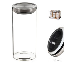 Kozina Pot en verre avec couvercle en métal 1380 ml
