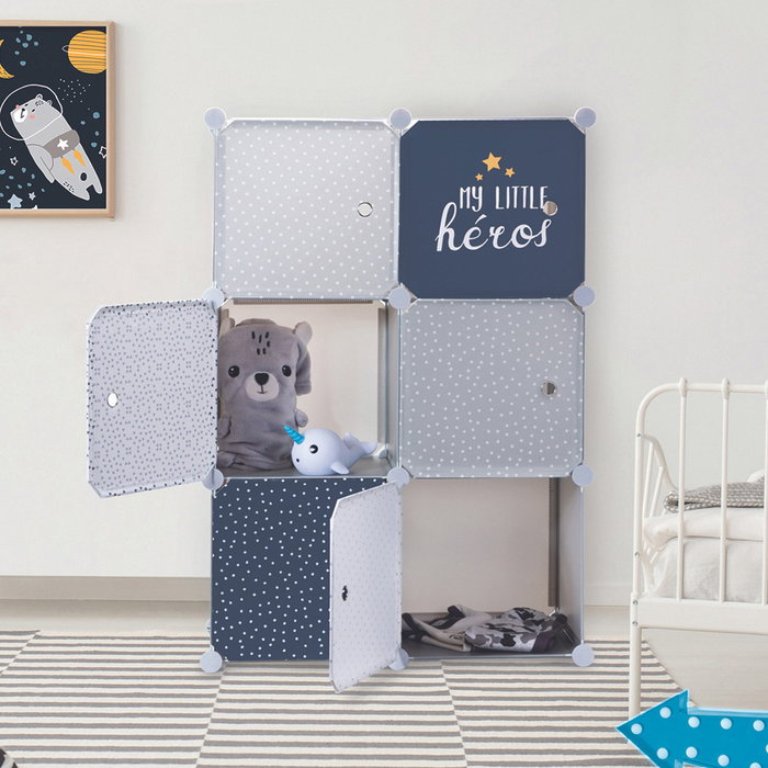 Home Deco Kids Étagère Modulaire 6 Cubes Bleu