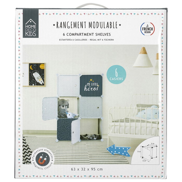 Home Deco Kids Étagère Modulaire 6 Cubes Bleu