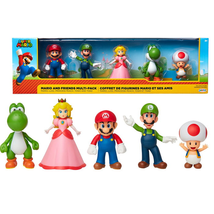 JAKKS PACIFIC Pack de 5 figurines articulées Super Mario 6 cm JAKKS PACIFIC Pack de 5 figurines articulées Super Mario 6 cm