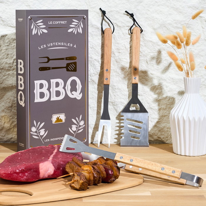 Cook Concept Kit de 3 ustensiles de barbecue en acier inoxydable Cook Concept Kit de 3 ustensiles de barbecue en acier inoxydable
