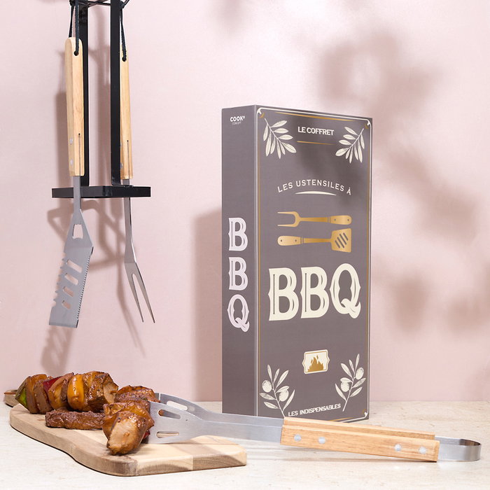 Cook Concept Kit de 3 ustensiles de barbecue en acier inoxydable Cook Concept Kit de 3 ustensiles de barbecue en acier inoxydable