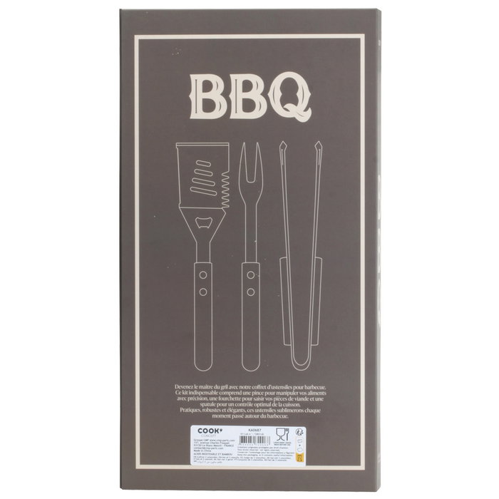 Cook Concept Kit de 3 ustensiles de barbecue en acier inoxydable Cook Concept Kit de 3 ustensiles de barbecue en acier inoxydable