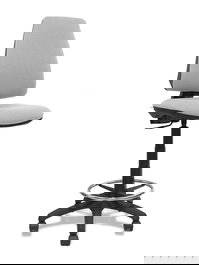 Tabouret Taburete Elche Contact permament de base Tissu Gris clair Structure polyamide noire Sans accoudoirs Sans appui-tête Roulettes en nylon 50 mm