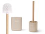 Berilo Porte-balai Lisse Beige 9x37x9 cm Bois et Plastique avec Brosse Blanche (Set de 6)