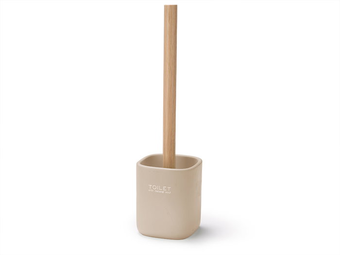 Berilo Porte-balai Lisse Beige 9x37x9 cm Bois et Plastique avec Brosse Blanche (Set de 6)