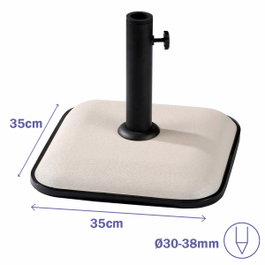 Marbueno Base de Parasol Carrée en Ciment Blanc 35x35x5,2 cm