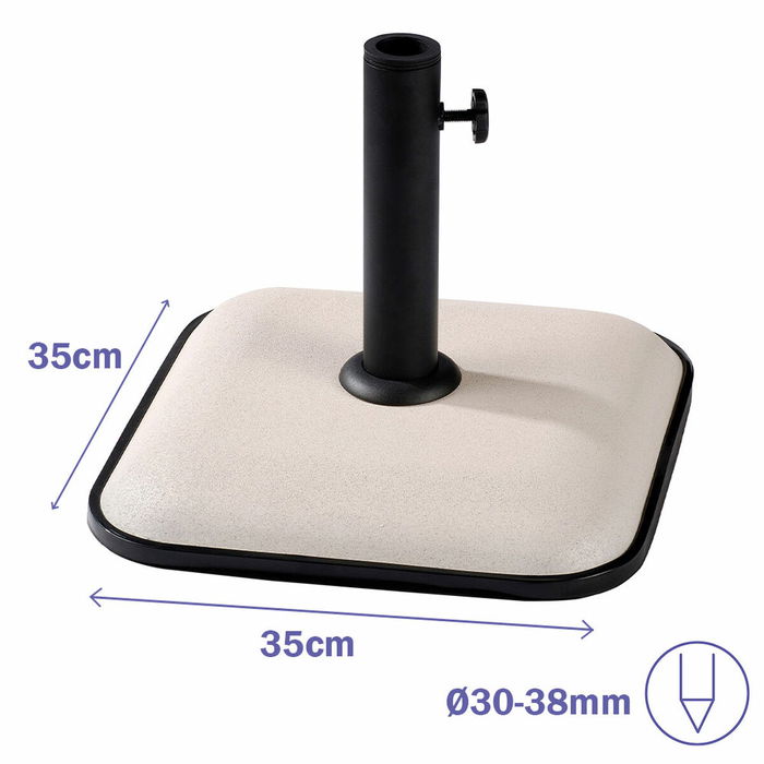 Marbueno Base Parasol Carré Béton 35X35X5,2 cm 11KG Blanc Jardin, Piscine, Terrasse