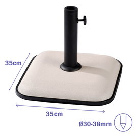Marbueno 10457 Base carrée pour parasol en ciment 35x35x5,2 cm 11 kg blanc - Jardin, piscine, terrasse