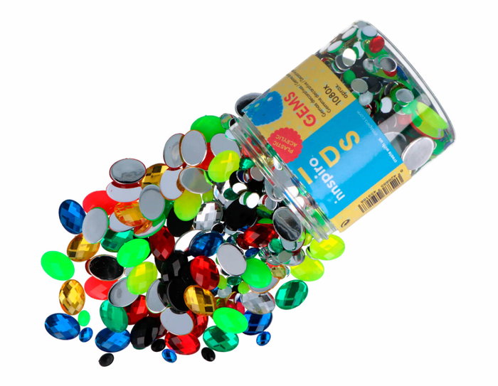 Innspiro Bote de Gemas Acrílicas Ovales, Couleurs et Tailles Assorties, 1080 pièces