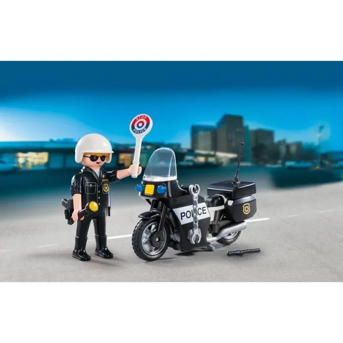 Playmobil Valisette Motard de Police - Ensemble de Jeu avec Moto et Accessoires - 13 Éléments - Jouet pour Enfant Garçon à Partir de 4 Ans