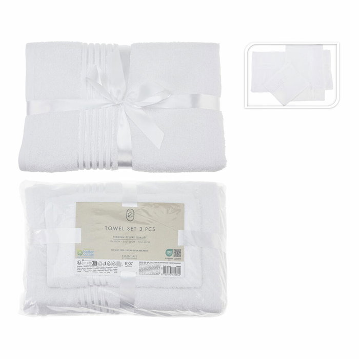 Ensemble de serviettes de toilette Essentials Blanc (3 Pièces) Ensemble de serviettes de toilette Essentials Blanc (3 Pièces)