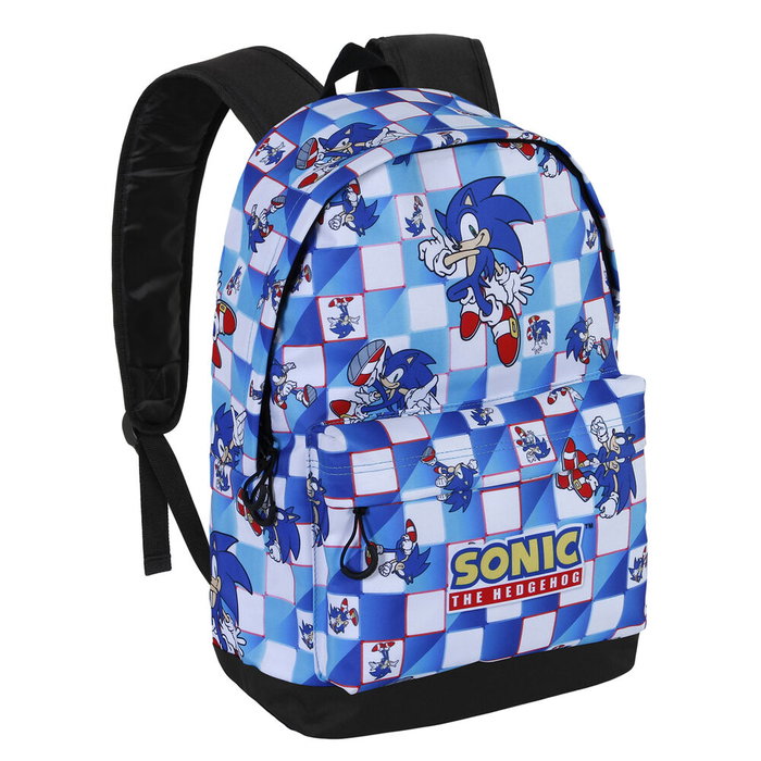 Karactermania Sac à dos urbain léger Sonic The Hedgehog Blue Lay 30x18x41cm avec compartiment unique, compartiment à électronique et sangle trolley