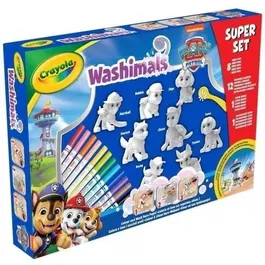 Crayola Washimals - Super Set de 8 animaux à colorier et laver Pat'Patrouille pour enfant dès 3 ans - Jeu créatif et éducatif avec feutres lavables