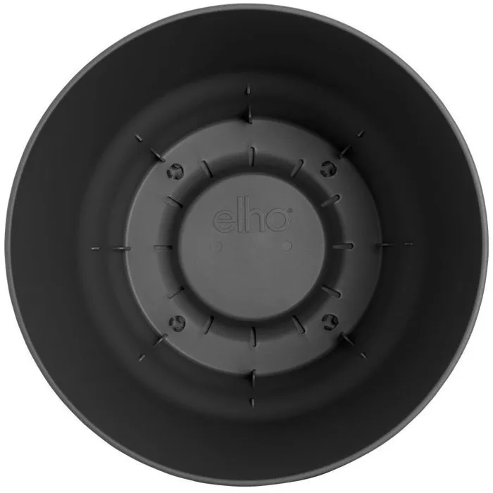 Elho Greenville - Lot de 2 pots de fleurs ronds en marc de café recyclé - Noir - Dimensions : Ø14xH13.4 cm et Ø16xH15.3 cm - 7 L