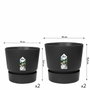 Elho Lot de 2 pots de fleurs ronds Greenville Noir - Ø14cm et Ø16cm