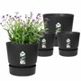 Elho Lot de 2 pots de fleurs ronds Greenville Noir - Ø14cm et Ø16cm