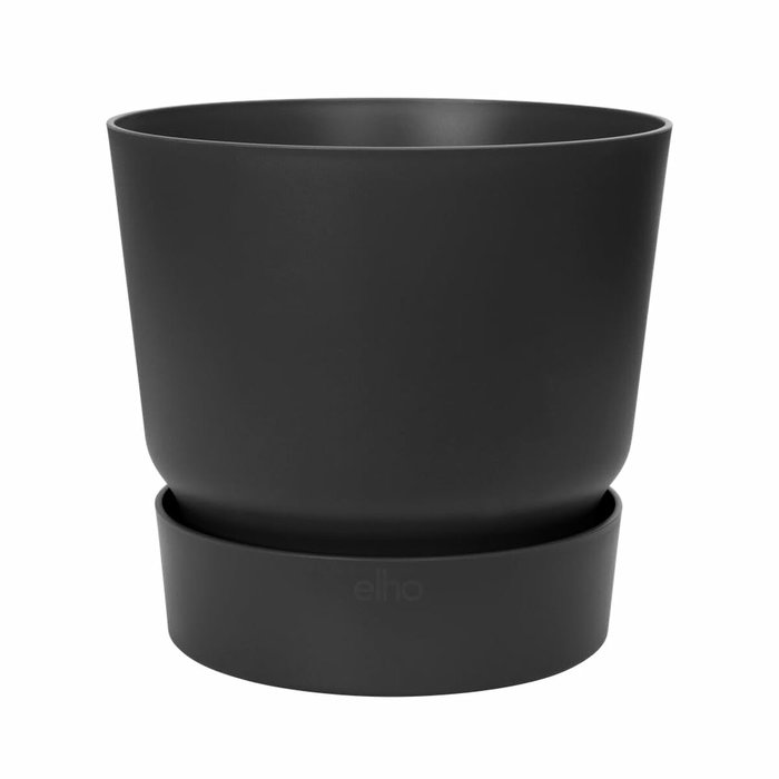 Elho Lot de 2 pots de fleurs ronds Greenville Noir - Ø14cm et Ø16cm