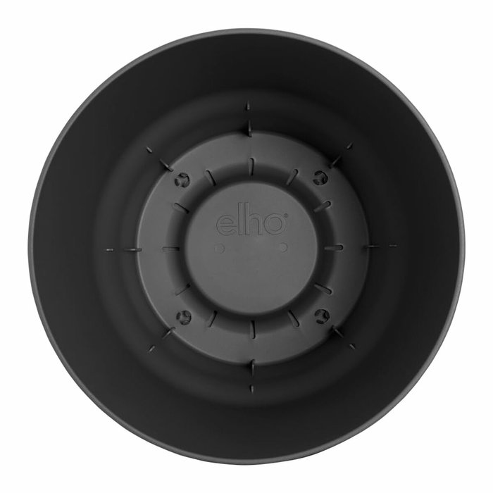Elho Lot de 2 pots de fleurs ronds Greenville Noir - Ø14cm et Ø16cm