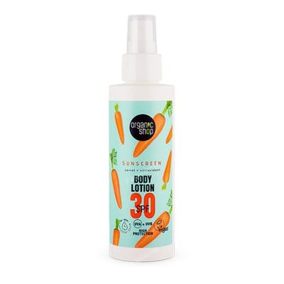 ORGANIC SHOP Lotion corporelle carotte protection solaire SPF30, 150 ml ORGANIC SHOP Lotion corporelle carotte protection solaire SPF30, 150 ml