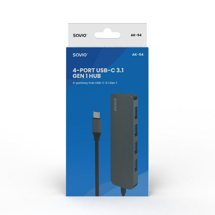 Hub USB-C 4 Ports Savio AK-54 Gris
