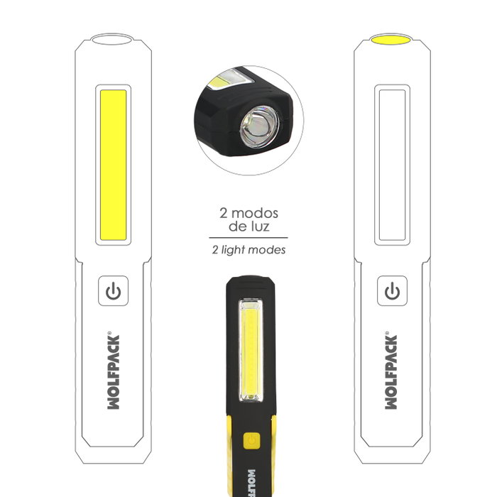 WOLFPACK LINEA PROFESIONAL Lampe de poche LED Multifonction Type Stylo Rechargeable 200 Lumens WOLFPACK LINEA PROFESIONAL Lampe de poche LED Multifonction Type Stylo Rechargeable 200 Lumens