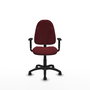 Chaise de bureau Algarra avec mécanisme de contact permanent de base, revêtue de similicuir couleur grenat. Équipée d'un piètement en polyamide noir, d'accoudoirs 1D et de roulettes pour parquet