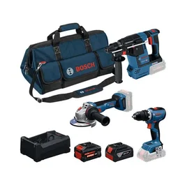 Bosch Professional Combo Kit 3 Outils: Perceuse Visseuse à Percussion GSR 18V-65, Perforateur GBH 18V-26, Meuleuse d'Angle GWS 18V-11 avec 2 Batteries 5.0Ah/5.5Ah et Chargeur