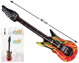 Guitare gonflable noire et rouge avec flammes