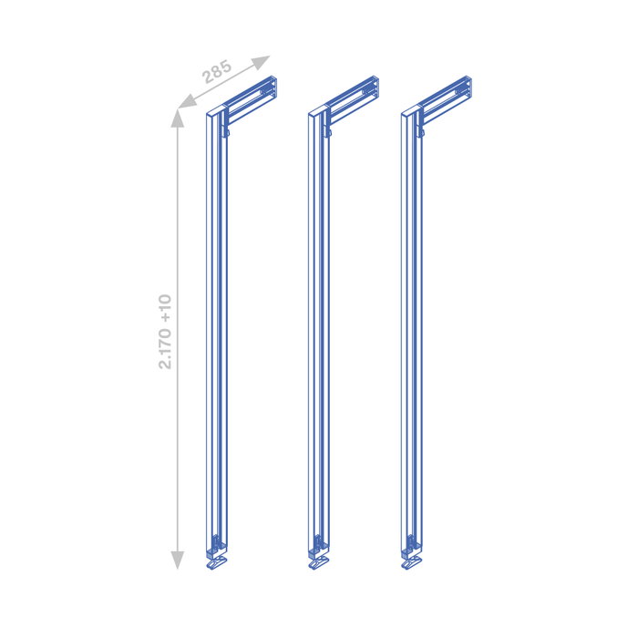 Emuca Lot de 3 cadres Zero avec quincaillerie et profilés, Noir texturé