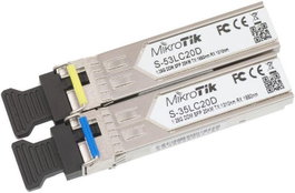MikroTik S-35/53LC20D - Transceiver SFP optique 1.25G Single Mode LC DDMI pour connexion jusqu'à 20km - Paire de modules
