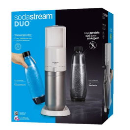 SodaStream Soda Maker DUO blanc avec machine à soda, 1 carafe en verre et 1 bouteille PET - Référence 1016812490