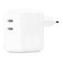 Apple Adaptateur Secteur Double Port USB-C 35 W - Charge Rapide pour MacBook Air, iPhone, iPad, Apple Watch et AirPods