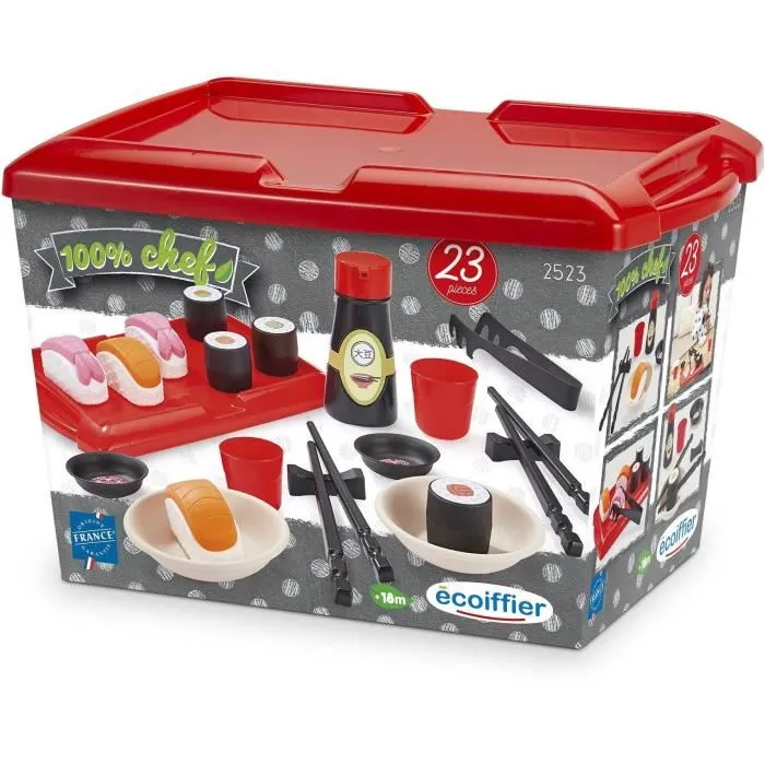 Ecoiffier 2523 Jeu d'imitation cuisine Sushi pour enfant - Plateau avec sushis, makis, sauce soja et accessoires - Jouet origine France Ecoiffier 2523 Jeu d'imitation cuisine Sushi pour enfant - Plateau avec sushis, makis, sauce soja et accessoires - Jouet origine France