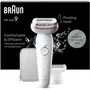 Braun 9-030 Silk-épil 9 Épilateur électrique sans fil étanche avec tête pivotante et 40 pincettes MicroGrip - Blanc / Rose