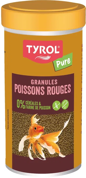 Tyrol Aliment pour Poissons Rouges - Granulés Insectes Premium sans Colorants ni Céréales - 250 ml - Riche en Protéines et Minéraux