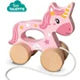 SES Creative - Licorne en bois 2 en 1 à pousser et à tirer, jouet avec cordon de traction et roues robustes, rose