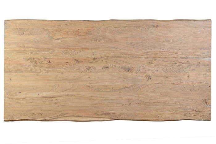 GINER Y COLOMER - Table de salle à manger en bois d'acacia massif naturel avec piètement en métal noir, 74 cm de hauteur, à monter GINER Y COLOMER - Table de salle à manger en bois d'acacia massif naturel avec piètement en métal noir, 74 cm de hauteur, à monter