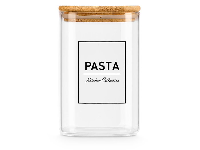 Vivalto Bouteille carrée en borosilicate avec couvercle bambou 1,2L 10x15x10 cm (Set de 12)