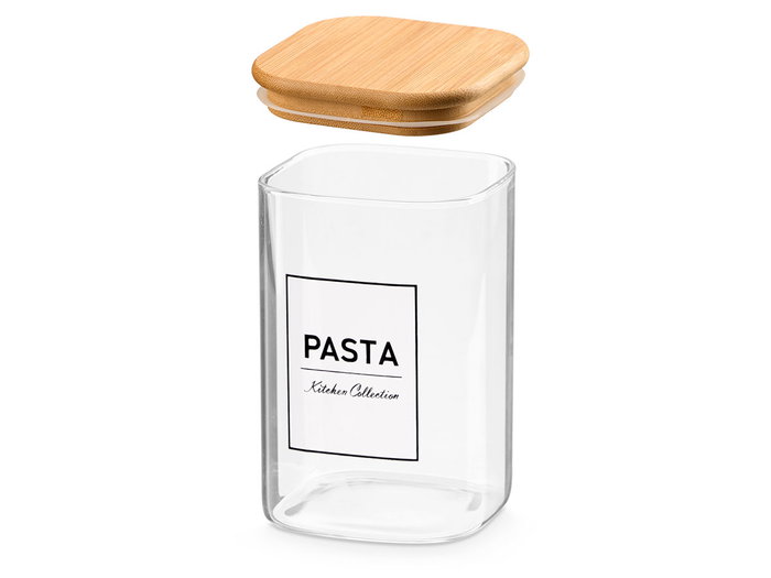 Vivalto Bouteille carrée en borosilicate avec couvercle bambou 1,2L 10x15x10 cm (Set de 12)