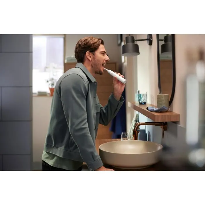 Philips HX7400/01 Sonicare - Brosse à dents électrique série 6100 blanche - 2 modes, 3 intensités, technologie BrushSync, autonomie 3 semaines