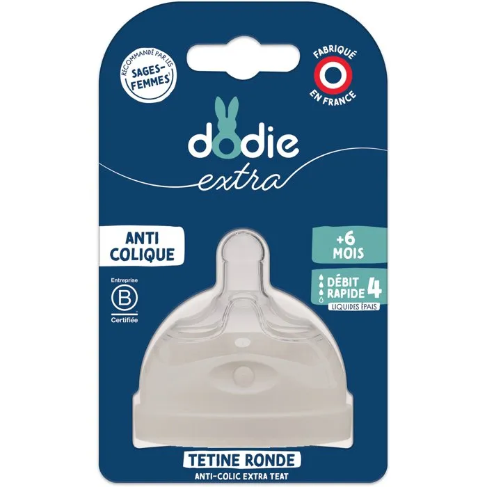 Dodie Tétine Multi-Perforée Débit 4 Anti-Colique - Pour Liquides Épais - Dès 6 Mois
