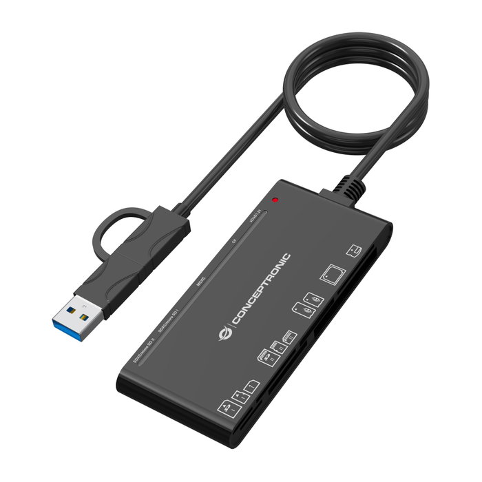 Conceptronic BIAN010B Lecteur de cartes externe USB-C et USB-A Conceptronic BIAN010B Lecteur de cartes externe USB-C et USB-A