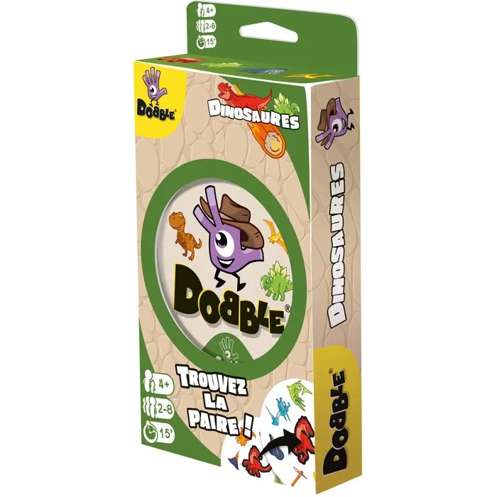 Zygomatic - Jeu Dobble Dinosaures - Jeu d'observation et rapidité - Version française - De 4 ans - 2 à 8 joueurs - 15 min