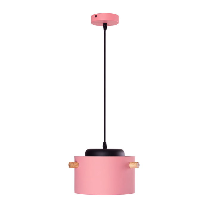 SKD-P1013-S Lampe à Suspension Averie Bois Acier 1xE27 Sans Ampoule Saumon