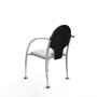Silla Hellín tapizada con Tela color Blanco. Brazos fijos