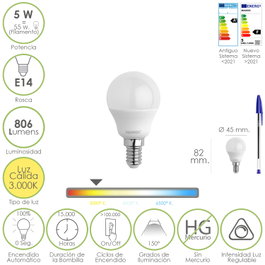 MAURER Ampoule LED sphérique E14 5W 3000K